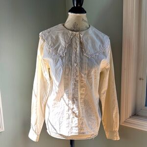 Vintage 1980 Hastings‎ & Smith ivory Cotton lace Victorian western blouse EVC 14